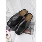 Square-toe Genuine Leather Slide Loafers