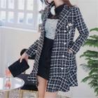 Faux-pearl Double-breasted Tweed Sheath Coatdress
