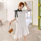 Short-sleeve Ruffled Hem A-line Dress