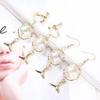Glass Bead Mermaid Tail Alloy Dangle Earring