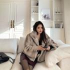 Snap-button Cropped Faux-fur Jacket