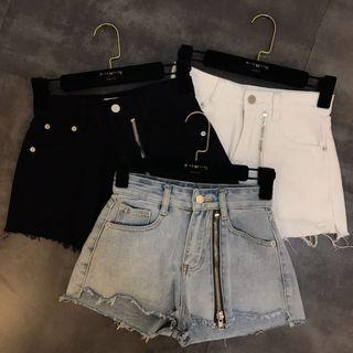 High-waist Zip-front A-line Shorts
