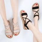Peep-toe Lace Up Strap Sandals