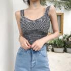 Wide Strap Gingham Cropped Top