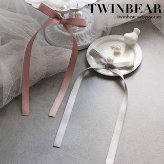 Bow Faux-pearl Drop Earring