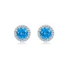 Fashion And Simple December Birthstone Blue Cubic Zirconia Stud Earrings Silver - One Size