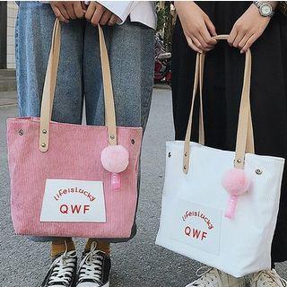 Applique Corduroy Tote Bag