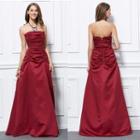 Strapless Draped A-line Evening Gown