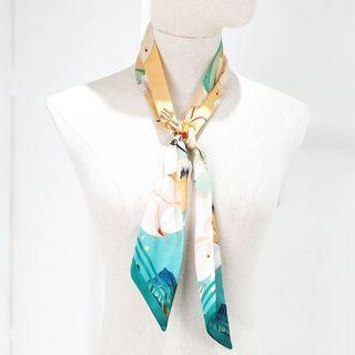 Lotus Narrow Scarf Hair Tie Light Yellow & Green - One Size