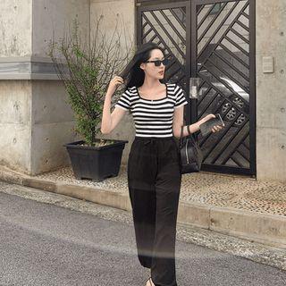Patch-pocket Drawcord-hem Pants
