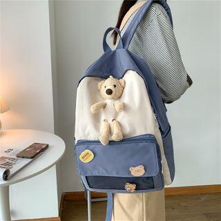 Two-tone Bear Applique Backpack