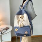 Two-tone Bear Applique Backpack