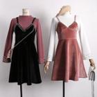Mock Two-piece Velvet Dress