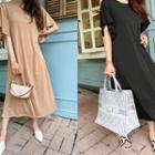Flutter-sleeve Long T-shirt Dress