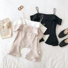 Ruffle Hem Off-shoulder Chiffon Top