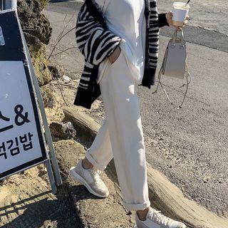 Cropped Straight-fit Corduroy Pants