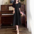 Short-sleeve Puff-sleeve Lace-up Dress