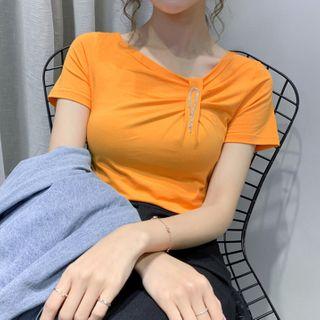 Rhinestone Detail Short-sleeve T-shirt
