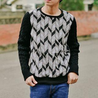 Patterned Panel Knit Top