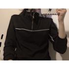 Zip Placket Pullover Black - One Size