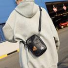 Faux Leather Appliqued Sling Bag Black - One Size