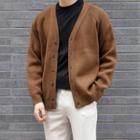 V-neck Raglan-sleeve Buttoned Cardigan
