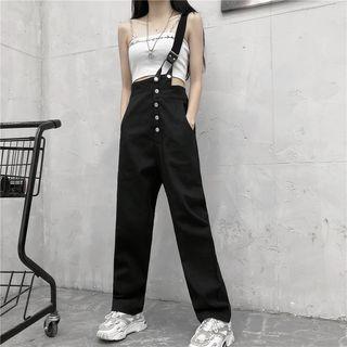 Detachable Suspender High Waist Straight Leg Jeans