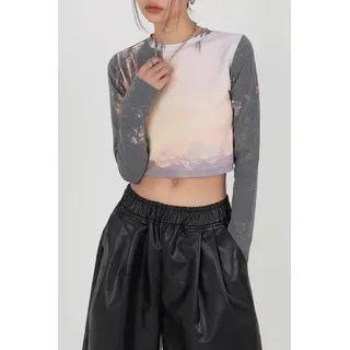 Sunset-printed Cropped T-shirt