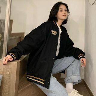 Long-sleeve Letter Embroidered Baseball Jacket