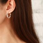 Faux Pearl Hoop Earring Earring - White & Silver - One Size
