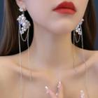 Faux Pearl Floral Drop Earring 1 Pair - Silver Stud - Silver - One Size