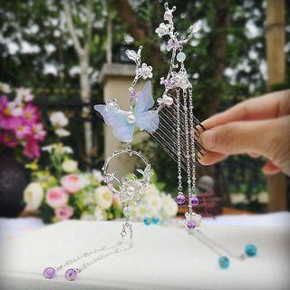 Retro Faux Pearl Butterfly Hair Comb
