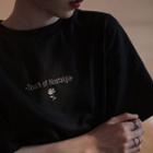 Short-sleeve Lettering Rose Print T-shirt
