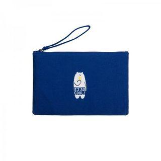 Kiitos Series Embroidered Wristlet Clutch Polar Bear - Blue - One Size