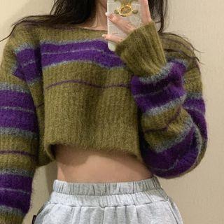 Striped Sweater Purple & Green - One Size