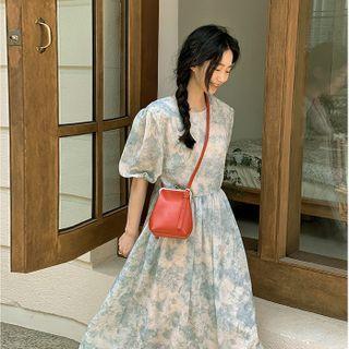 Tie-dye Chiffon Long Dress Mint Green - One Size