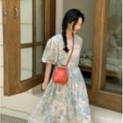 Tie-dye Chiffon Long Dress Mint Green - One Size