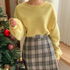 Plus Size Banded-cuff Brushed-fleece T-shirt