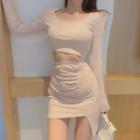 Set: Crop Long-sleeve T-shirt + Pencil Skirt