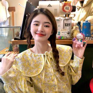 Peter Pan Collar Cat Print Shirt