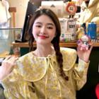 Peter Pan Collar Cat Print Shirt