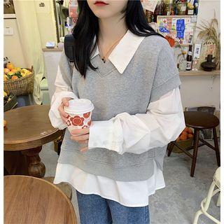 Mock Two-piece Paneled Shirt