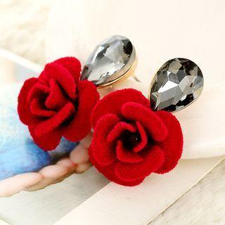 Rose Flannel Faux Crystal Alloy Earring Gray - One Size