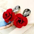 Rose Flannel Faux Crystal Alloy Earring Gray - One Size