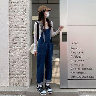 Washed Loose Fit Denim Dungaree Pants