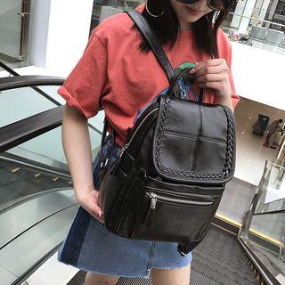 Braid Faux-leather Backpack