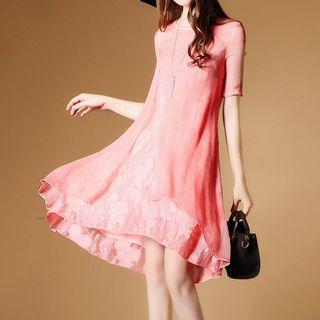 Short-sleeve Layered A-line Dress