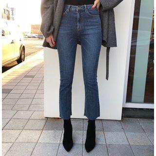 High-waist Boot-cut Cropped Jeans