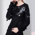 Sequined Long-sleeve Knit Top