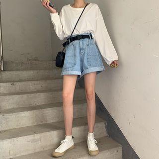 Pocket-detail High-waist Denim Shorts